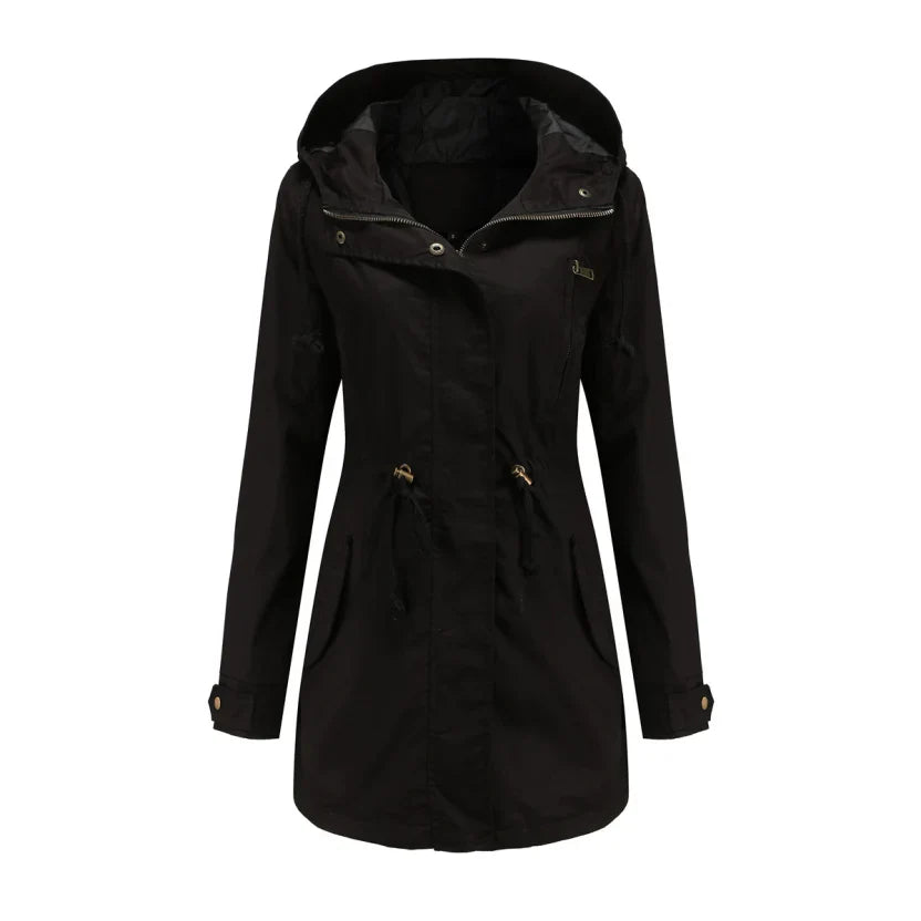 Krohn-e | Damen Langarm Wasserdichter Trenchcoat Mit Kapuze