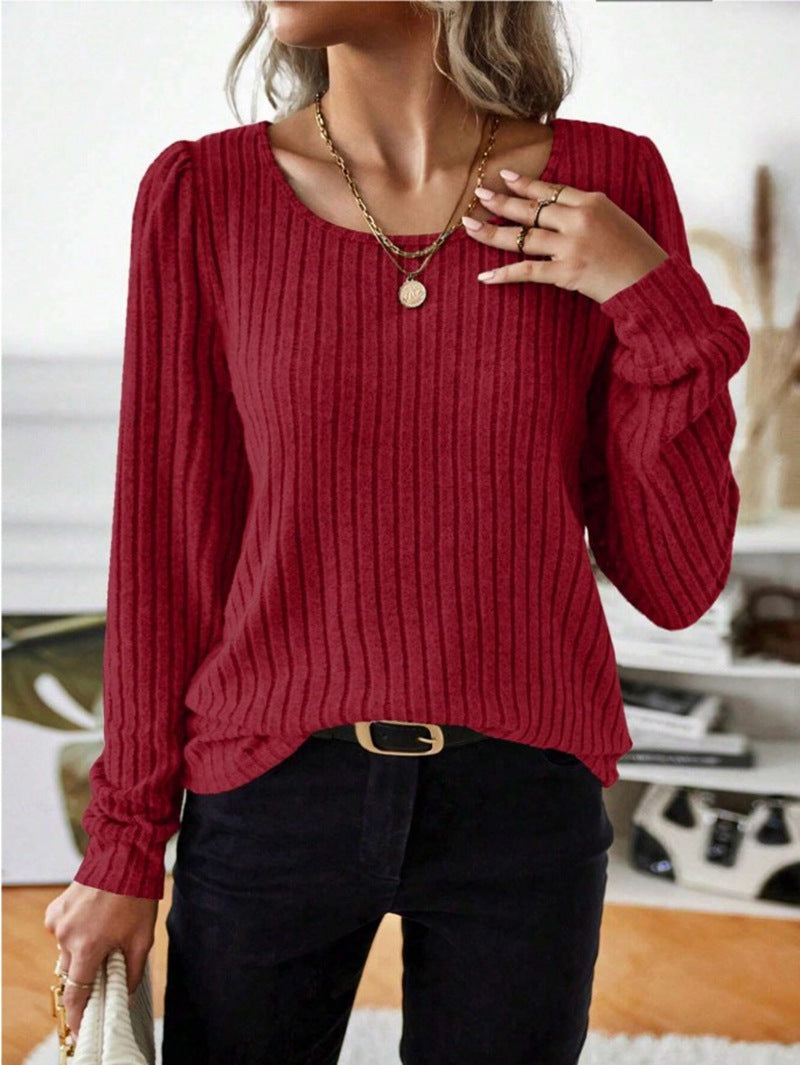 Damen Gestreifter Pullover mit Puffärmeln Krohn-e
