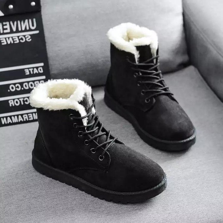 Krohn-e | High-Top Wildlederstiefel - Kunstfellfutter - Schnürung - Flache Gummisohle