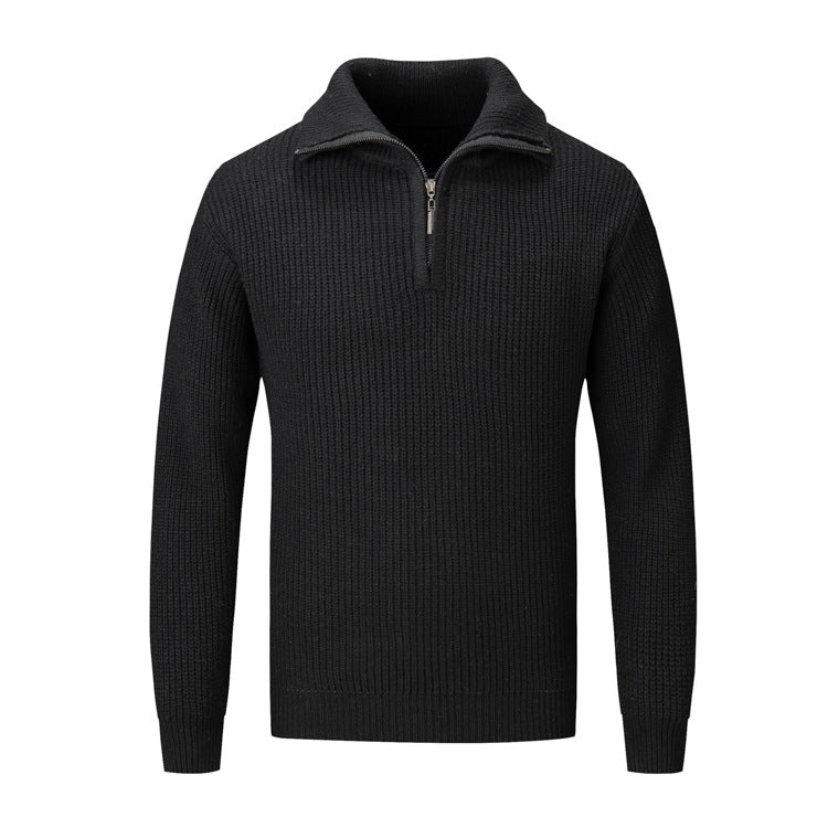 Herren Freizeitpullover mit halbem Reißverschluss und strukturiertem Strickmuster Krohn-e