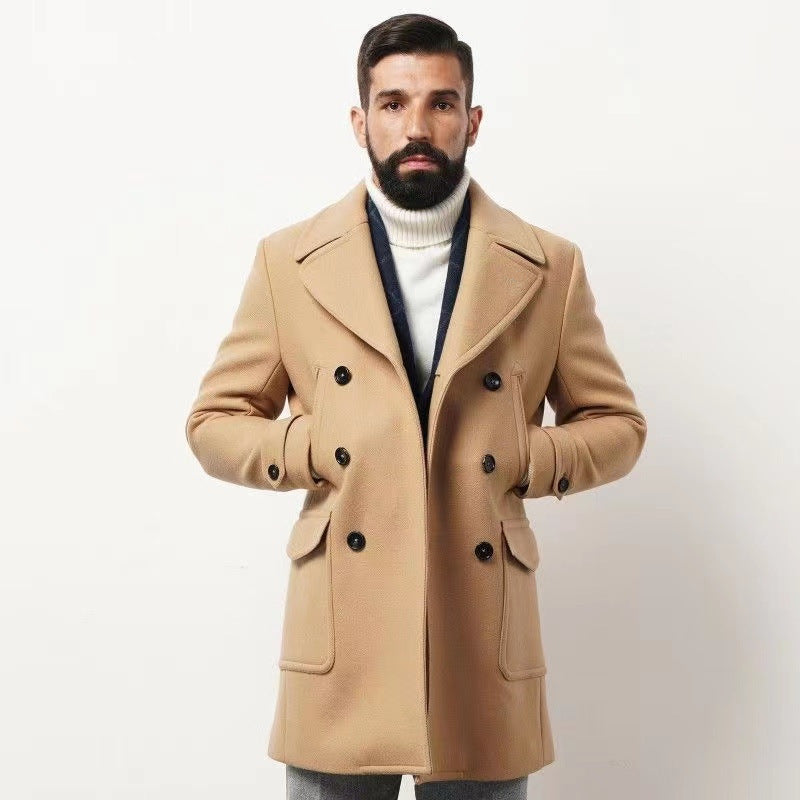 Herren modischer Doppeltbreasted Mantel mit praktischen Taschen Krohn-e