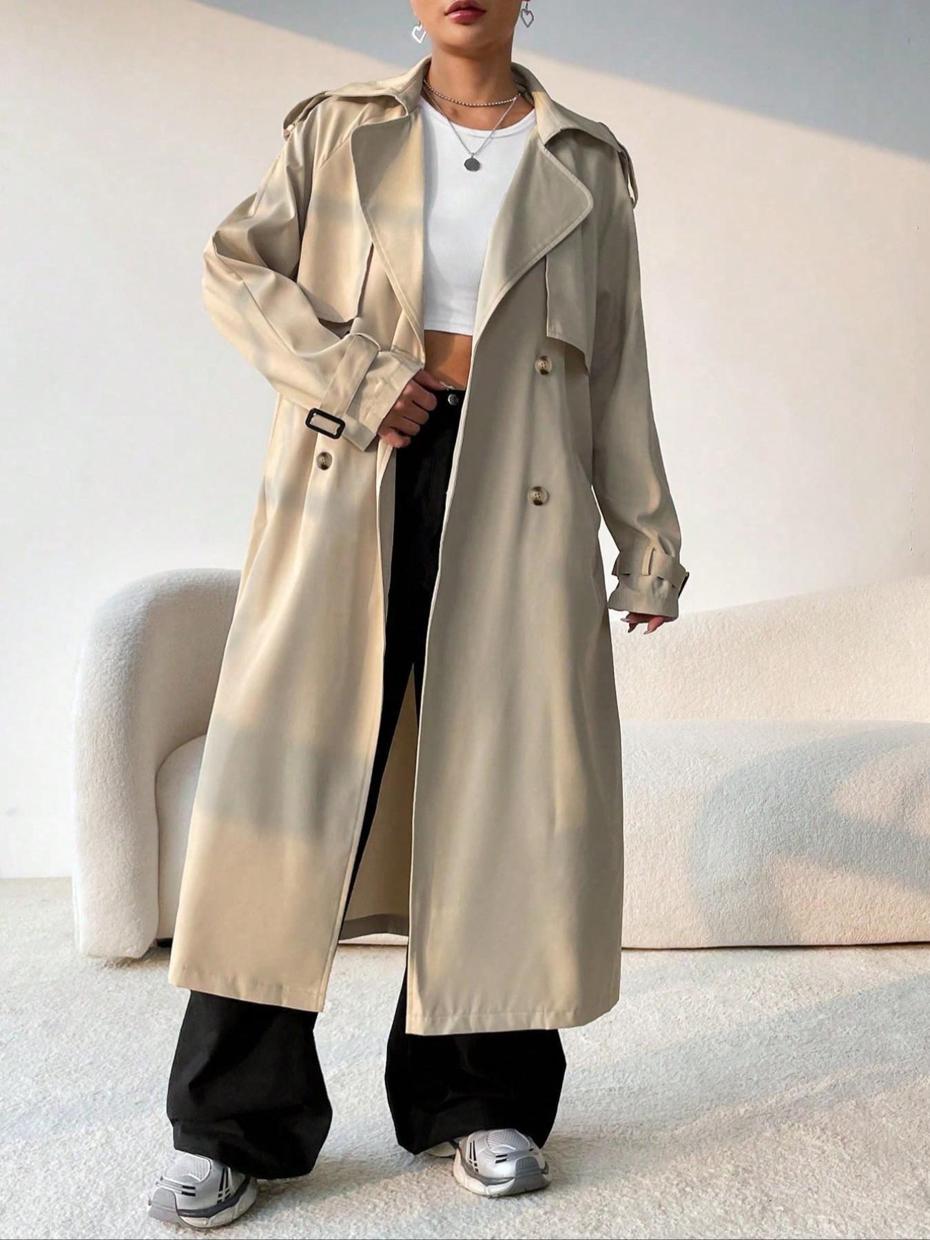 Krohn-e | Stilvoller Damen Trenchcoat mit Doppelter Knopfreihe