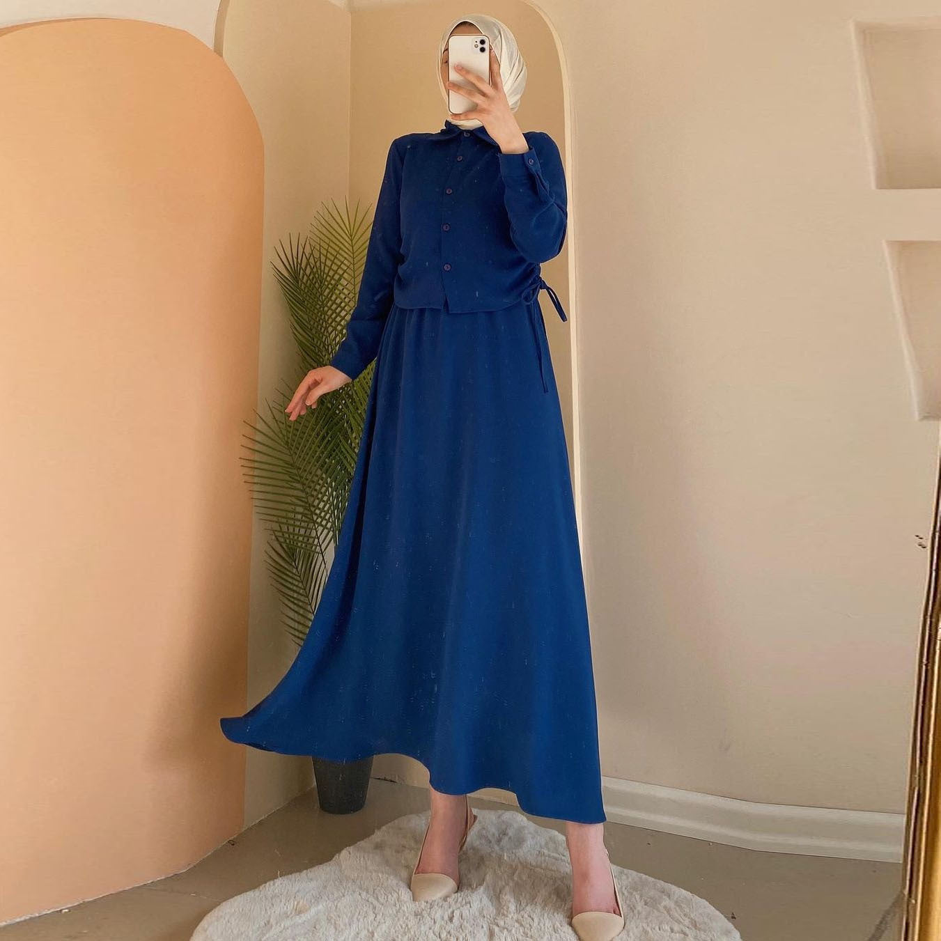 Damen Elegantes Maxi-Kleid mit langem Arm und tailliertem Design Krohn-e