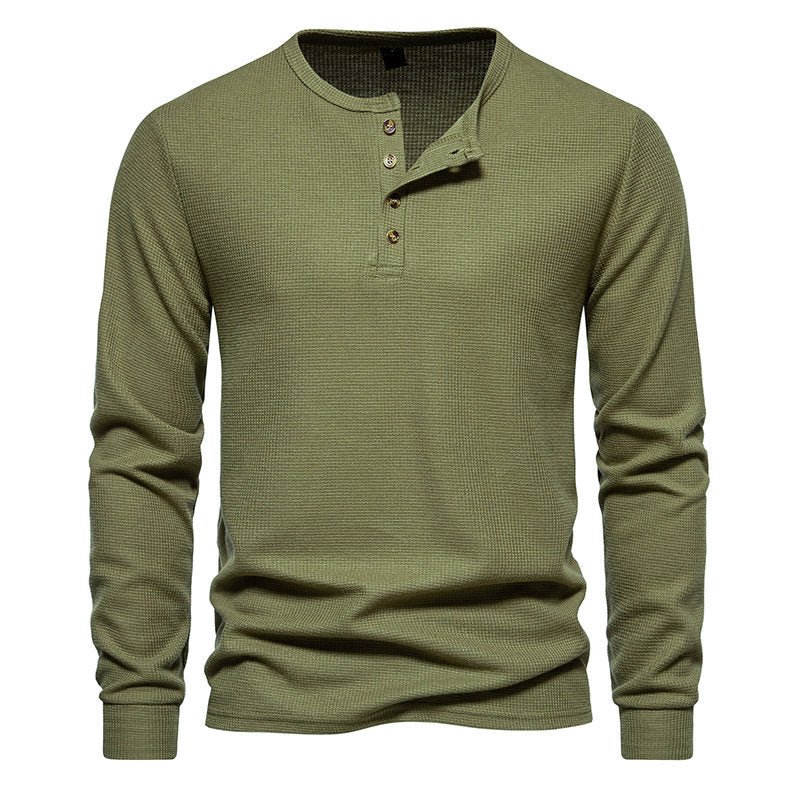 Herren Langarmshirt mit Knopfleiste und strukturiertem Design Krohn-e
