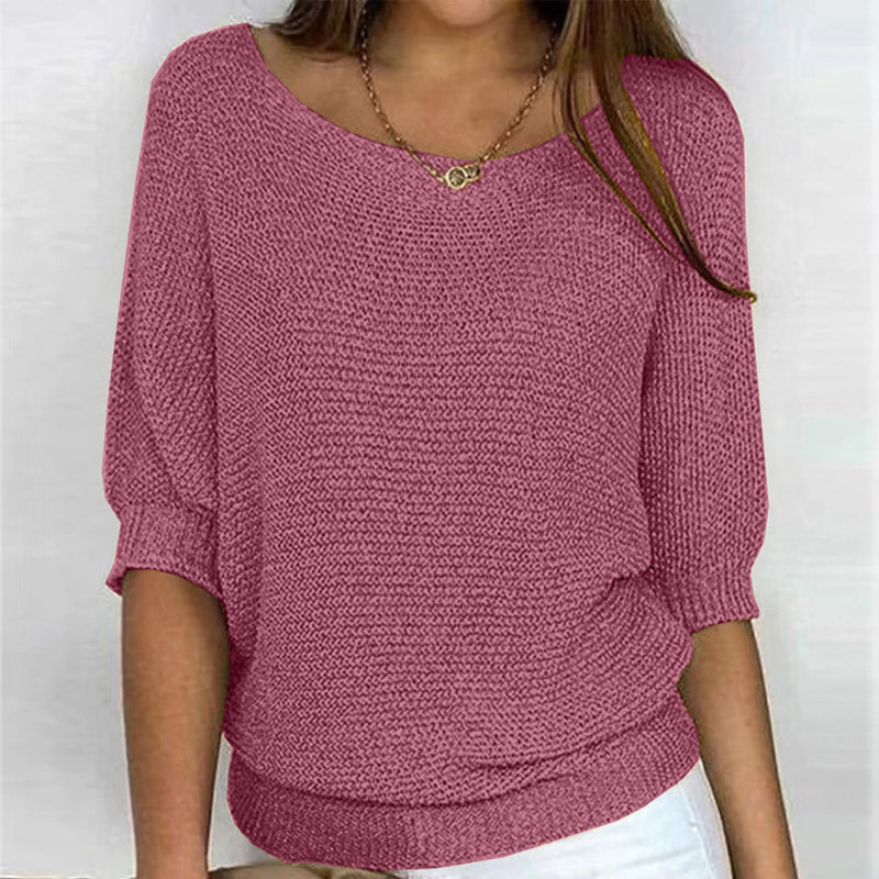 Krohn-e | Lässiger Strickpullover mit Weitem Ausschnitt Weich und Bequem Perfekt für Den Alltag