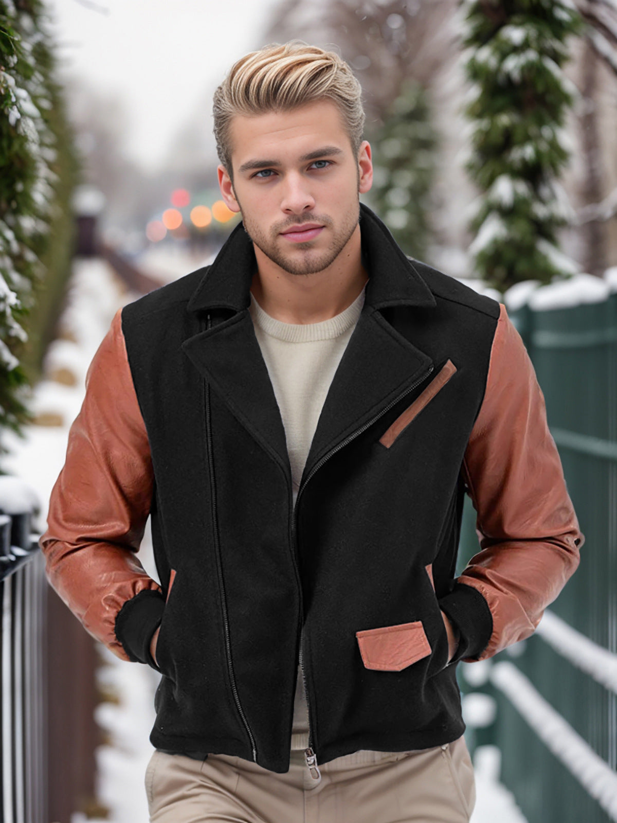 Herren modische Übergangsjacke mit kontrastierenden Ärmeln und praktischen Taschen Krohn-e