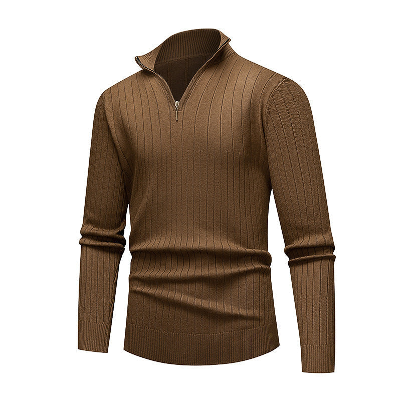 Herren hochwertiger Strickpullover mit modernem Stehkragen und Reißverschluss Krohn-e