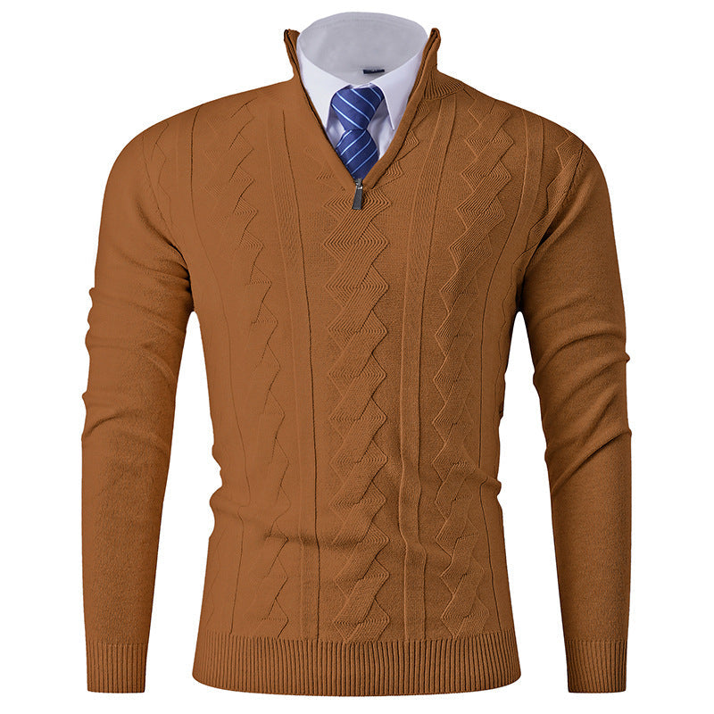 Herren eleganter Stehkragenpullover mit strukturiertem Zipper Krohn-e