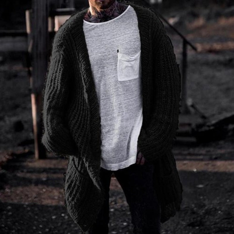 Herren Großer Strickcardigan mit tiefem Schnitt und strukturiertem Design Krohn-e