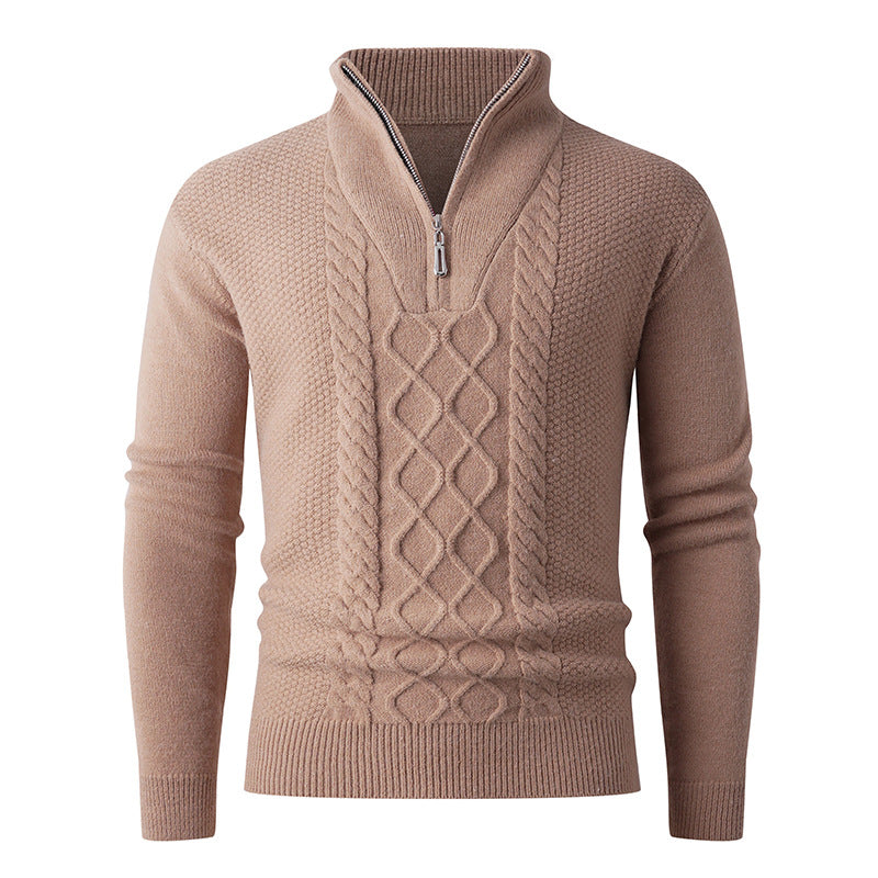 Herren Grobstrickpullover mit modernem Stehkragen und funktionalem Reißverschluss Krohn-e