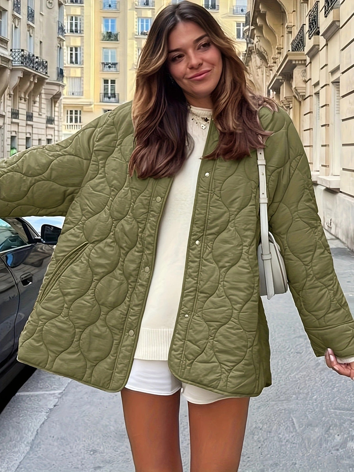 Damen Steppjacke mit großen Taschen und Rundhalsausschnitt Krohn-e