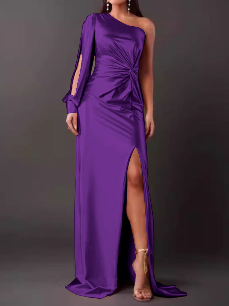 Damen Abendkleid mit asymmetrischem Ausschnitt und eleganter Faltenlegung Krohn-e