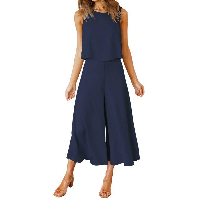 Damen Jumpsuit mit fließendem Schnitt und weitem Bein Krohn-e