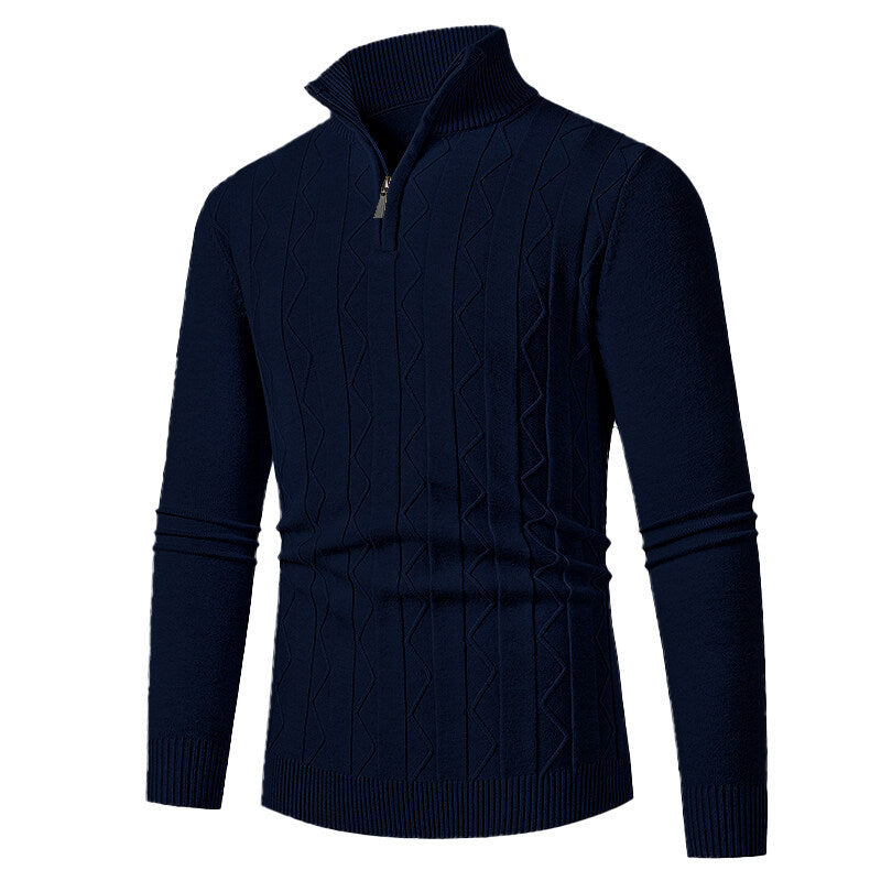 Herren Strickpullover mit stylischem Reißverschluss und Zopfmuster Krohn-e