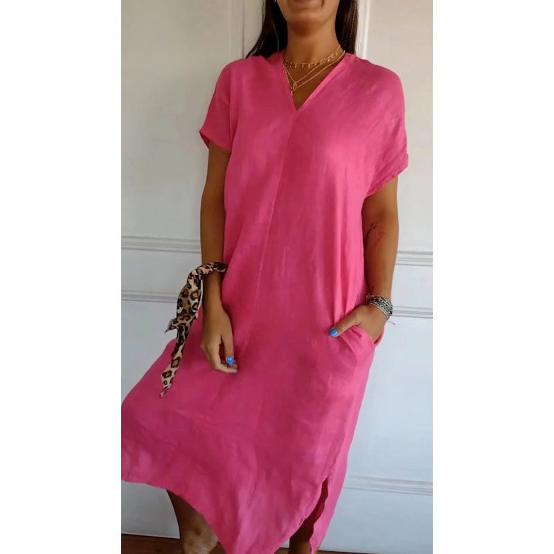 Fudus Kurzarmkleid mit V-Ausschnitt