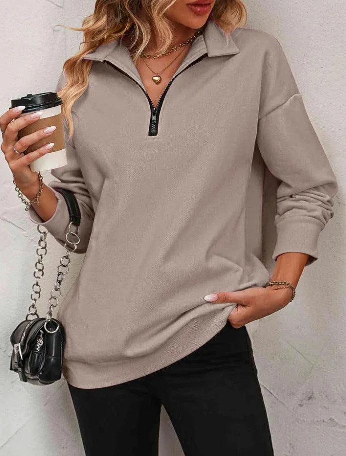 Damen Sweatshirt mit halbem Reißverschluss Krohn-e