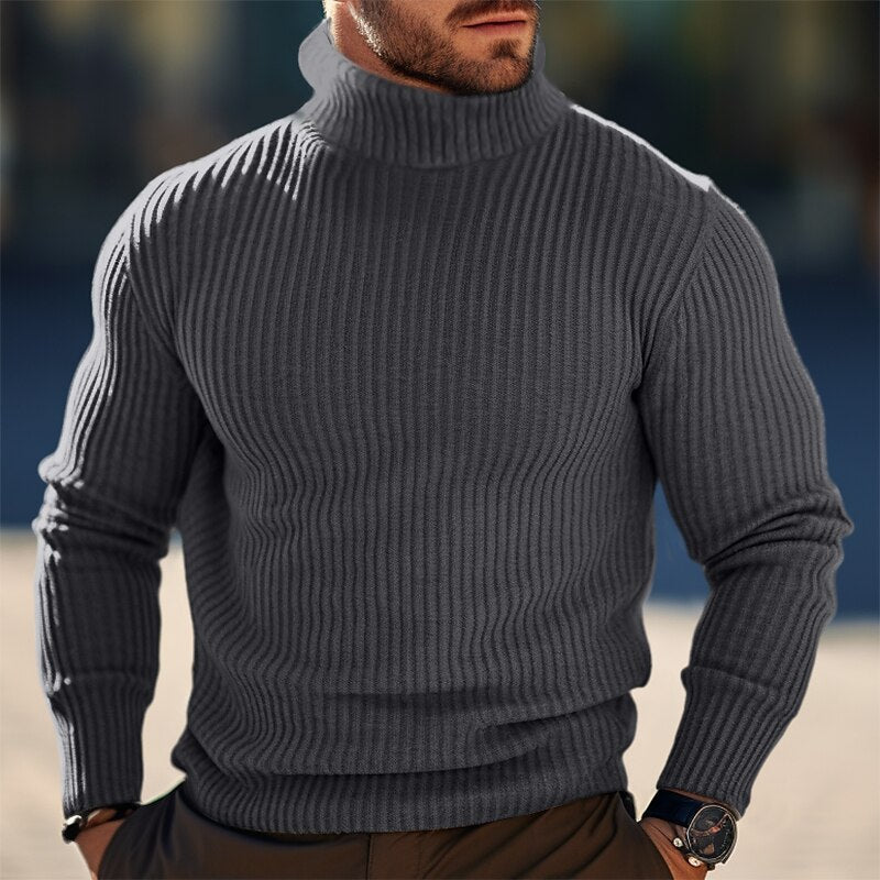 Herren Stehkragen Pullover aus strukturiertem Strick Krohn-e