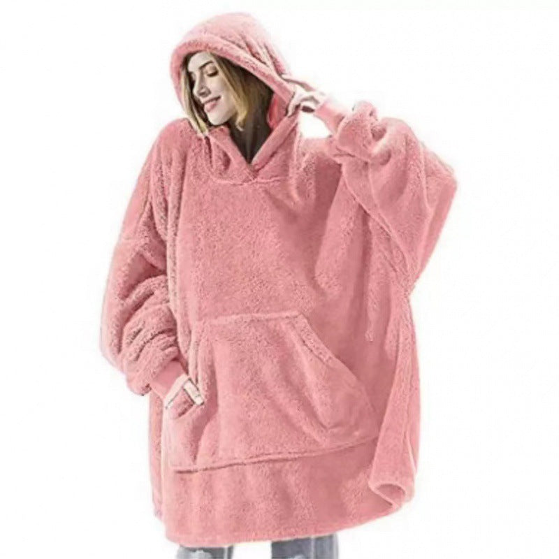 Damen oversize Fleece-Hoodie mit Kängurutasche und Kapuze Krohn-e