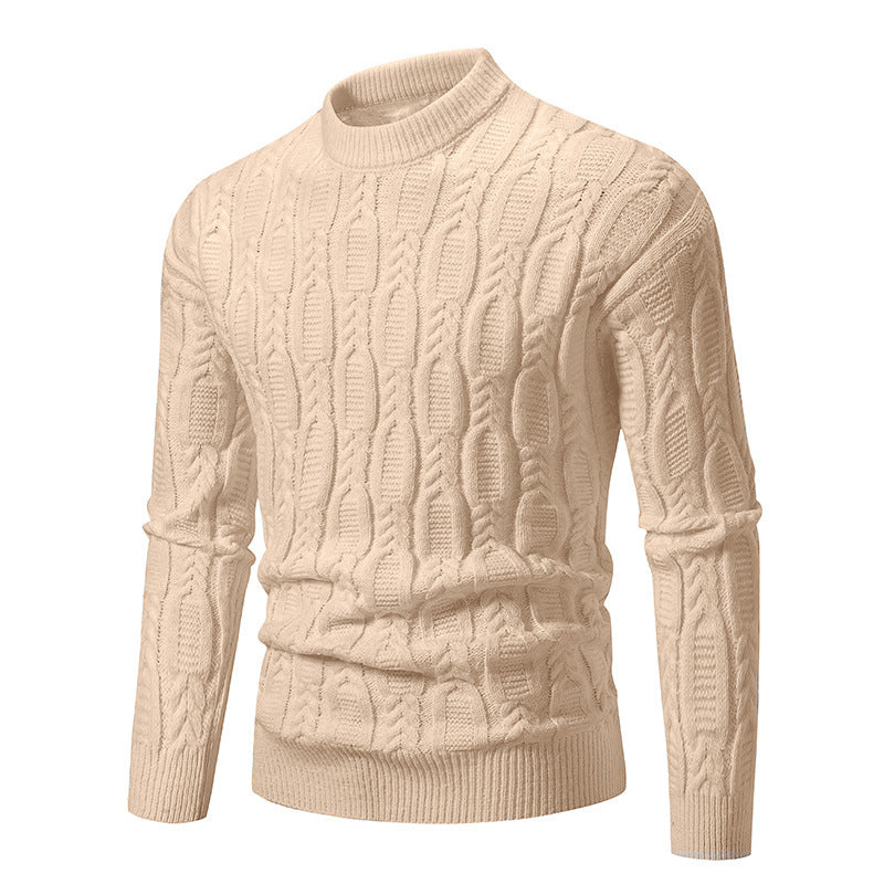 Herren Grobstrickpullover mit modernem Zopfmuster und Rundhalsausschnitt Krohn-e
