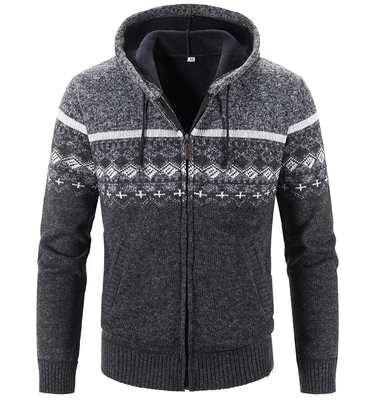 Krohn-e | Gemusterter Hoodie Baumwolle und Polyester Warm und Stilvoll