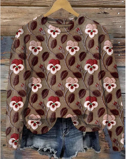 Krohn-e | Lässiger Pullover mit Blumenmuster