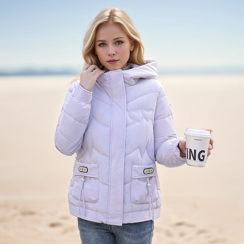 Damen gesteppte Winterjacke mit verstellbarem Kapuzenkragen und funktionalen Seitentaschen Krohn-e