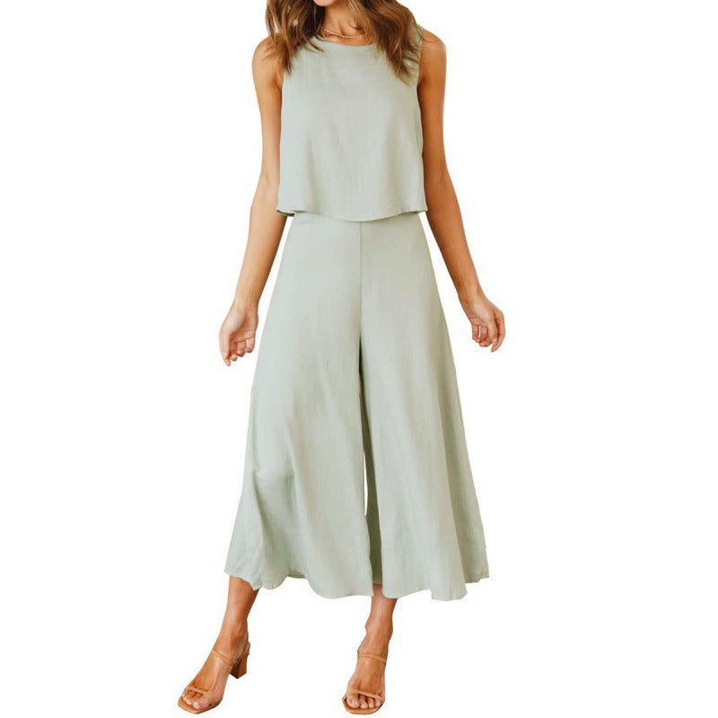 Damen Jumpsuit mit fließendem Schnitt und weitem Bein Krohn-e