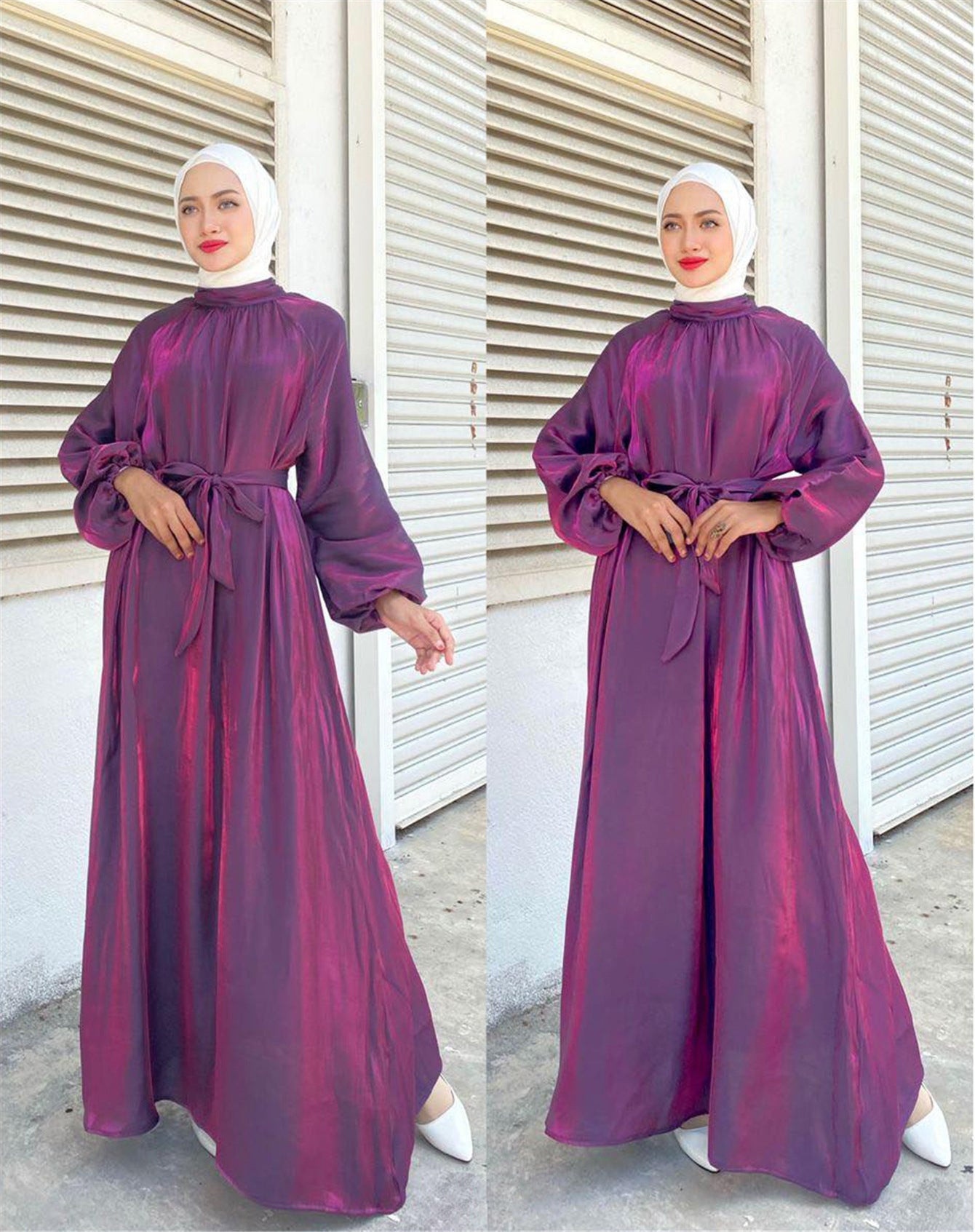 Damen Elegantes Langarmkleid mit Taillengürtel Krohn-e