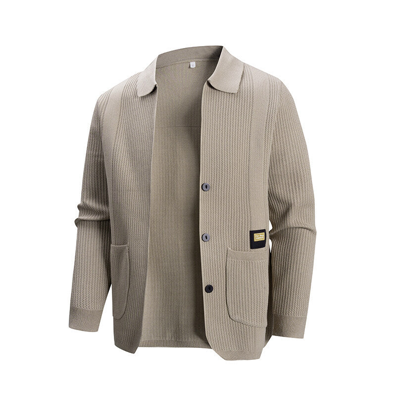Herren Strickjacke mit modernem Rippmuster und praktischen Taschen Krohn-e