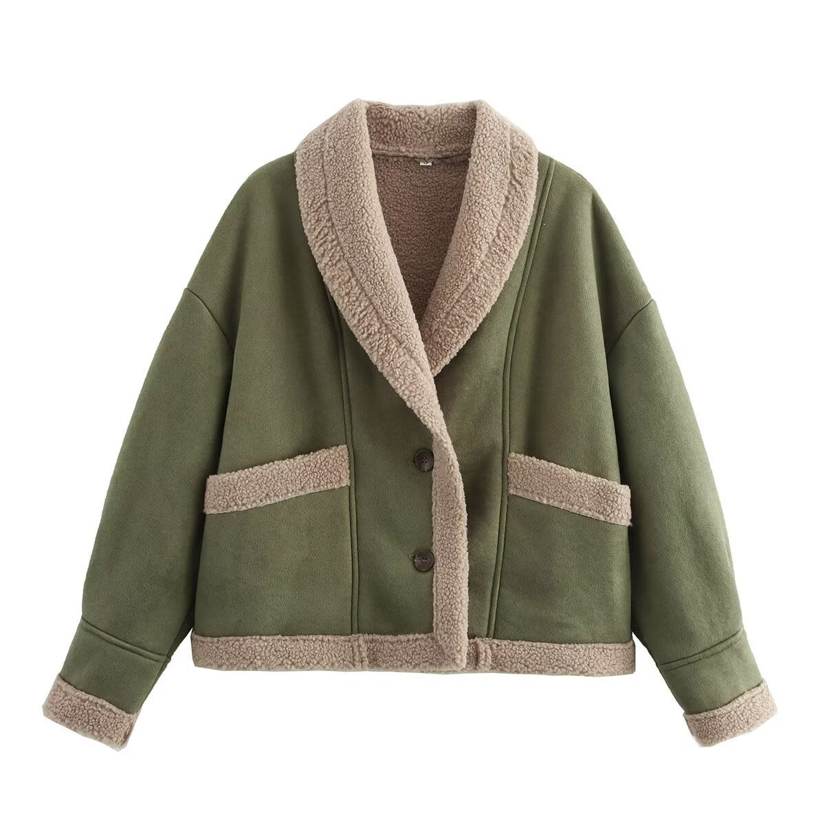Damen kuschelige Oversized-Jacke mit elegantem Schalkragen und praktischen Taschen Krohn-e