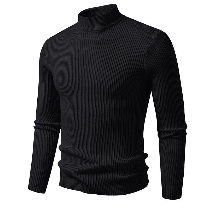 Herren Rollkragenpullover aus hochwertiger Stretch-Wolle mit Rippstruktur Krohn-e