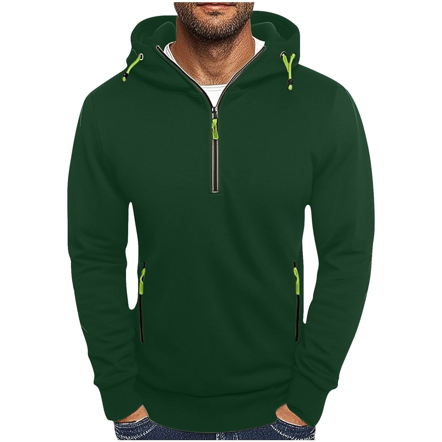 Herren modischer Kapuzenpullover mit zwei Taschen und halbem Reißverschluss Krohn-e