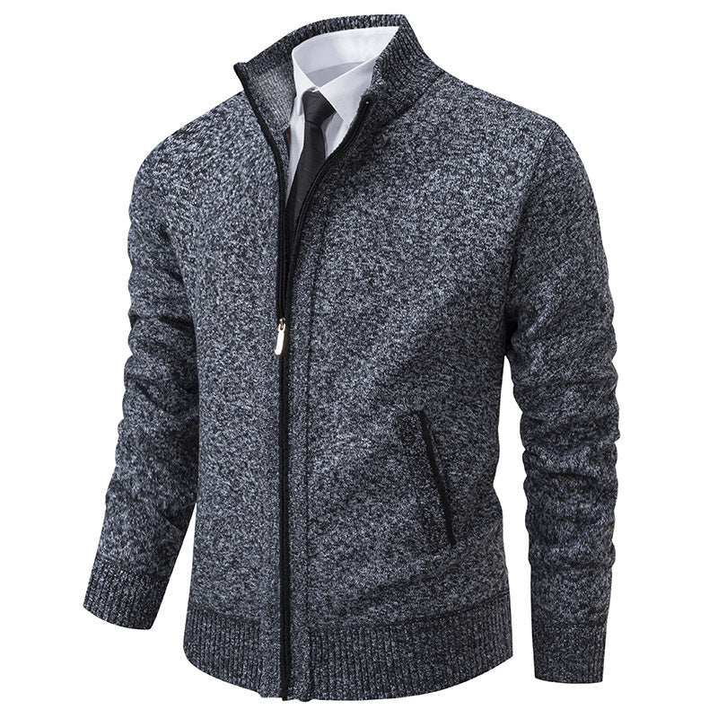 Herren sportliche Strickjacke mit Stehkragen und Reißverschluss Krohn-e