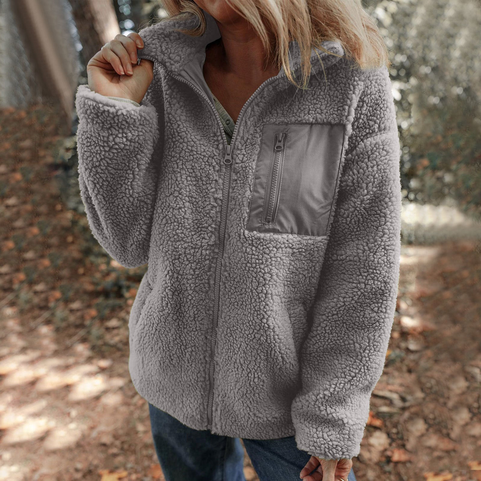Damen Fleecejacke mit hochabschließendem Kragen und praktischer Brusttasche Krohn-e