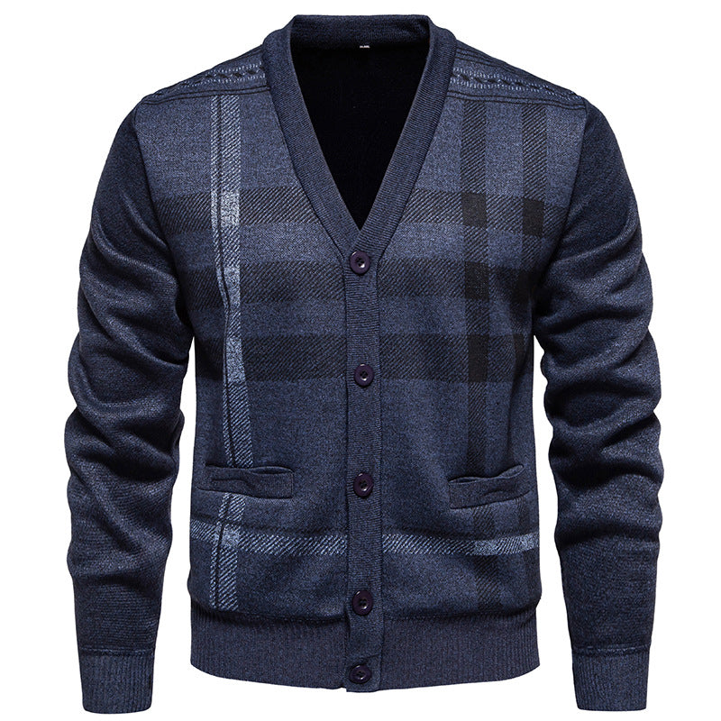 Herren modische Strickjacke mit klassischem Karomuster Krohn-e