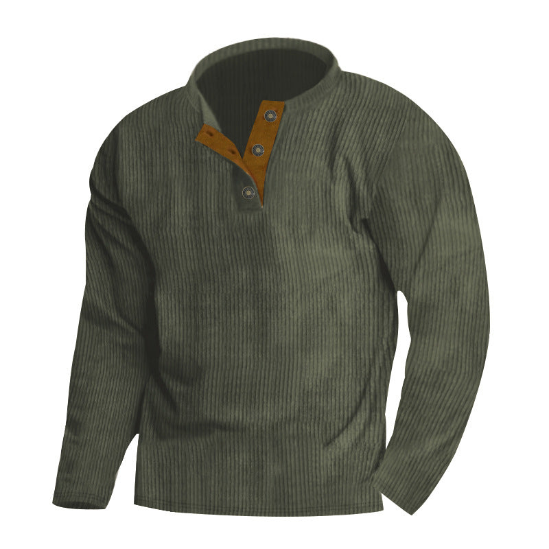 Herren Pullover mit strukturierter Oberfläche und Knopfleisten-Detail Krohn-e