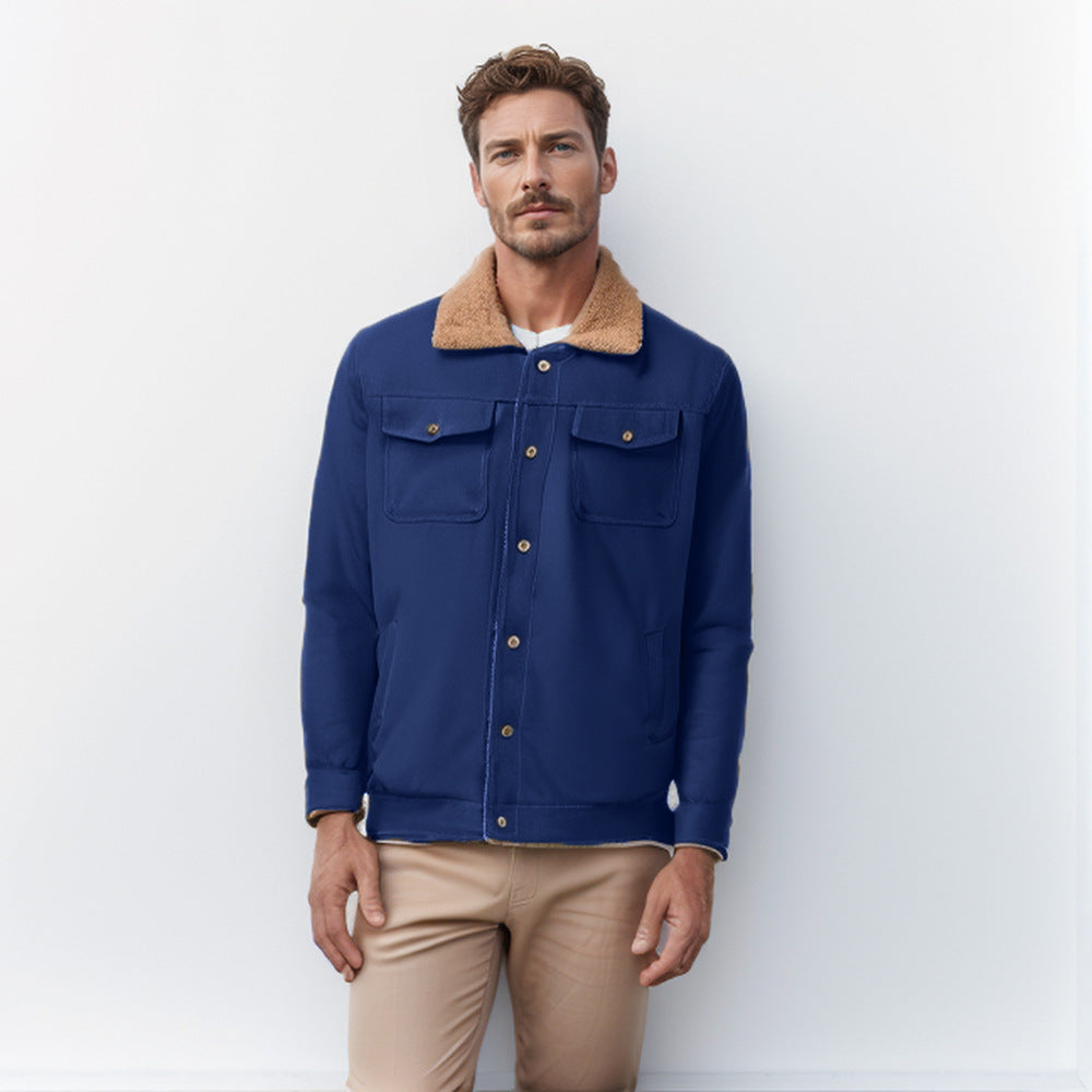 Herren robuste Canvasjacke mit Teddy-Kragen Krohn-e