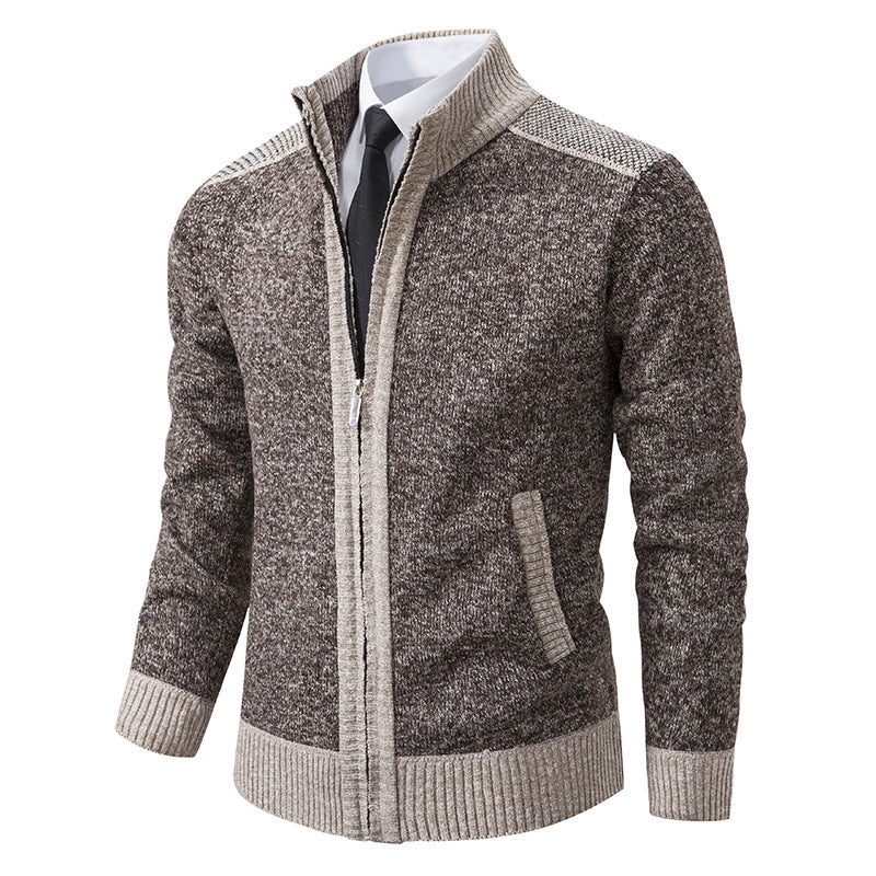 Herren gesteppte Strickjacke mit hohem Kragen und praktischen Taschen Krohn-e