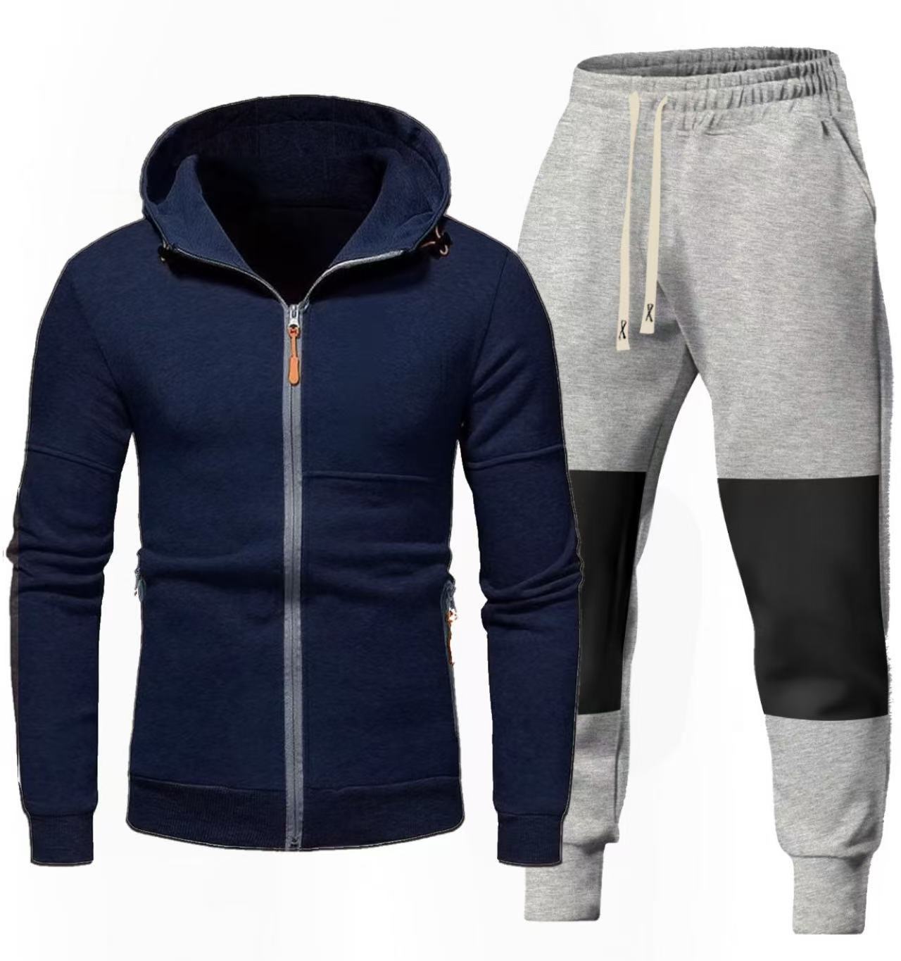 Herren Sportliches Hoodie- und Jogginghose-Set mit Funktionalen Reißverschlusstaschen Krohn-e
