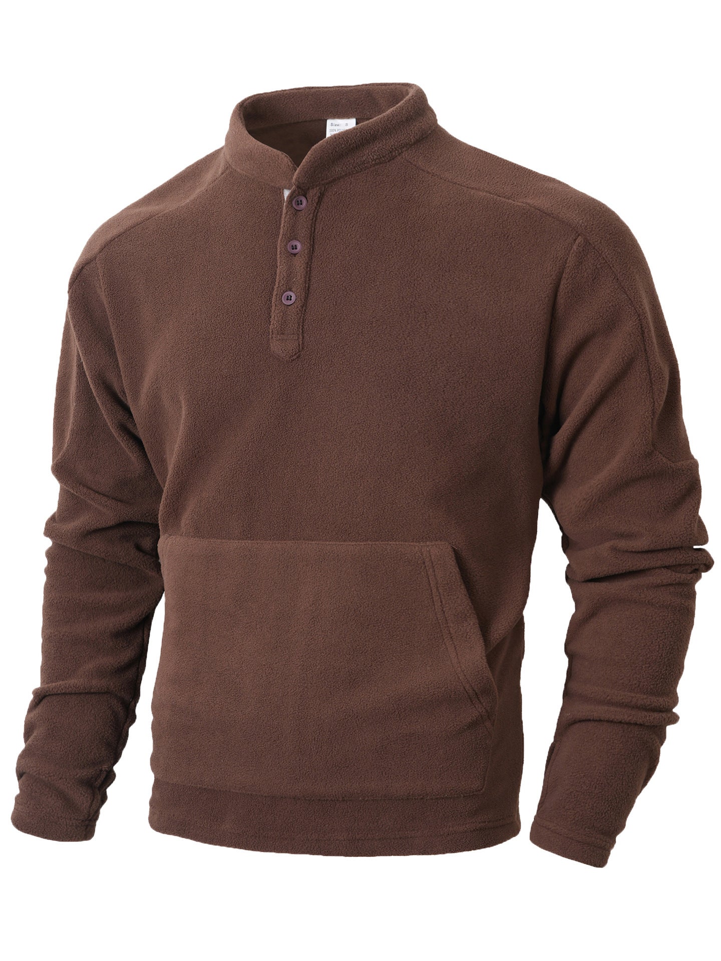 Herren Fleece-Pullover mit modischem Stehkragen und praktischen Knopfdetails Krohn-e