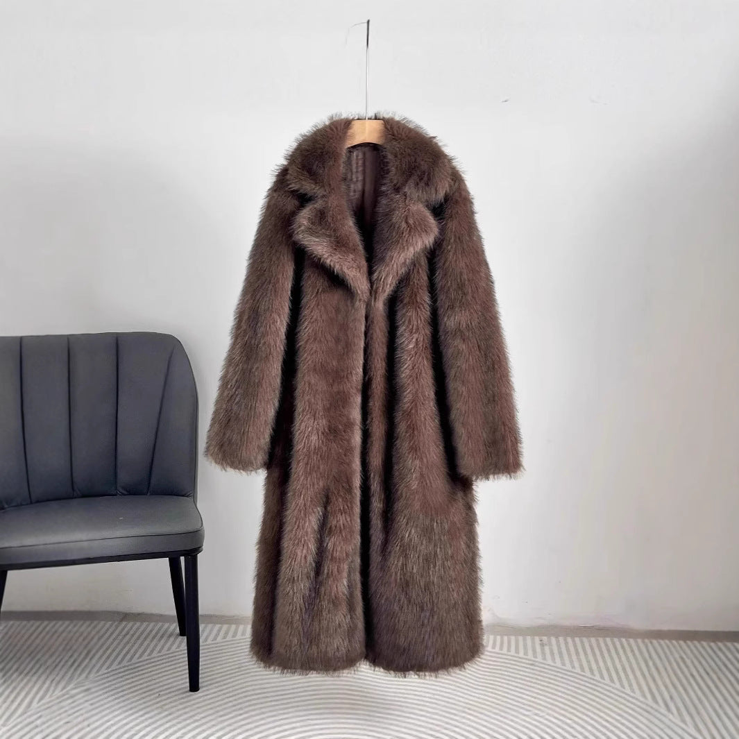 Damen Luxus Kunstfell Mantel Krohn-e