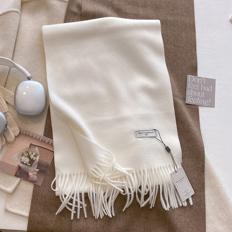 KROHN-E Damen Schal Quasten Weich Vielseitig Uni Elegant