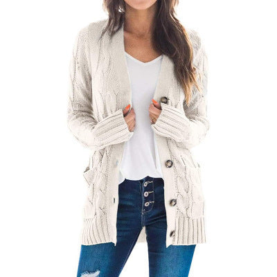 Damen Strickjacke mit Zopfmuster und praktischen Taschen Krohn-e