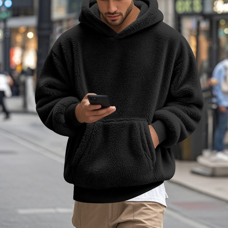 Herren übergroßer Fleece-Hoodie mit Kängurutasche und gemütlichem Schnitt Krohn-e