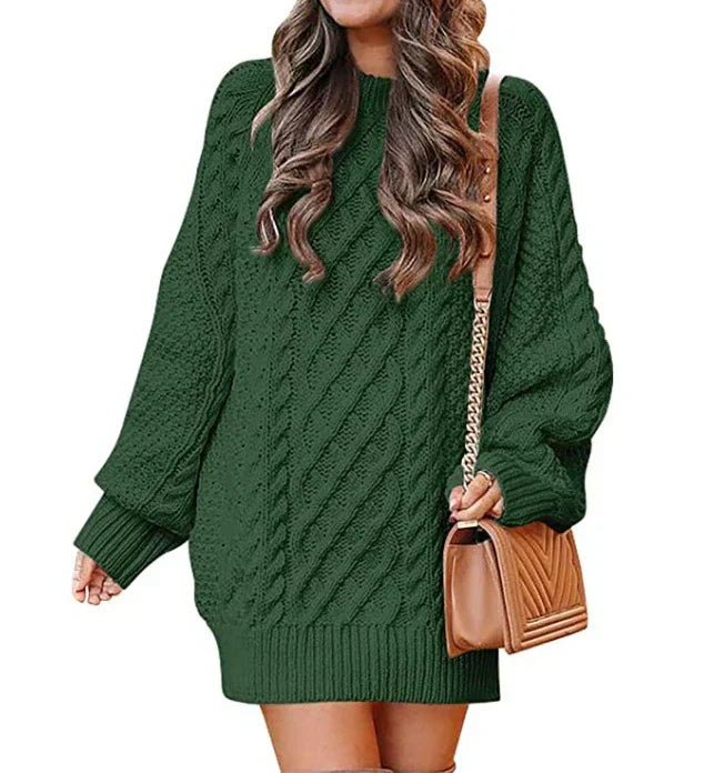 Krohn-e | Gestricktes Damen Mini Pullover Kleid mit Langen Ärmeln
