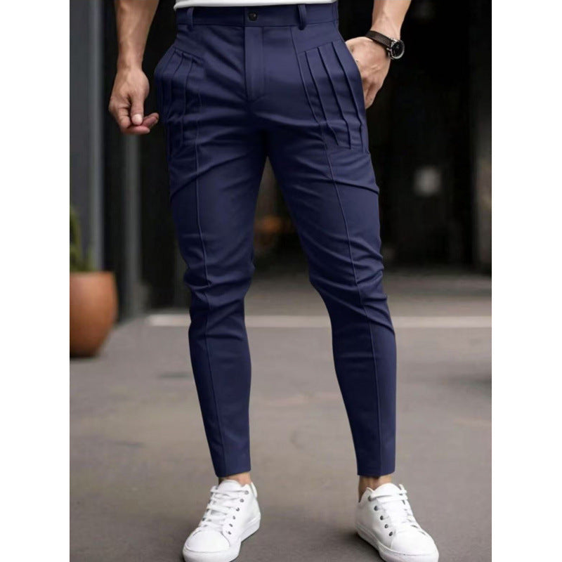 Herren stylische Slim-Fit Anzughose mit plissiertem Design Krohn-e