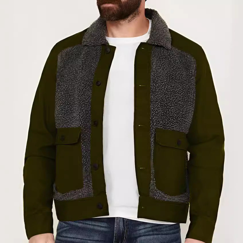 Herren lässige Fleece-Jacke mit strukturiertem Kragen Krohn-e