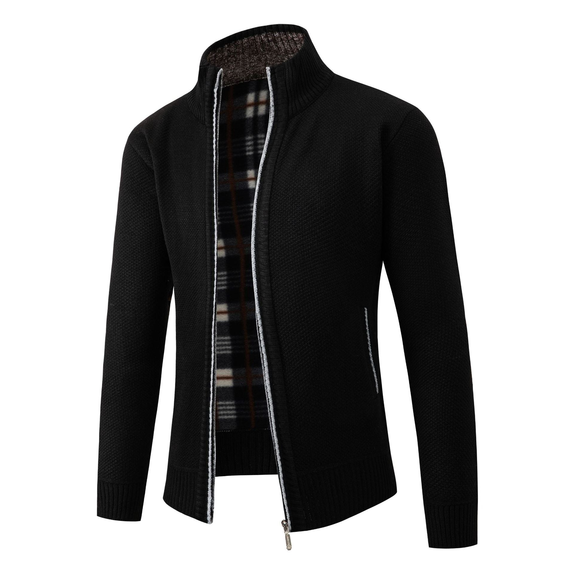 Herren Strickjacke mit modernem Stehkragen und klassischem Innenfutter Krohn-e