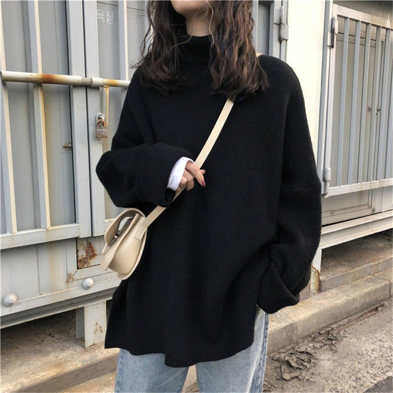 Damen Oversized Pullover mit hohem Kragen und Puffärmeln Krohn-e