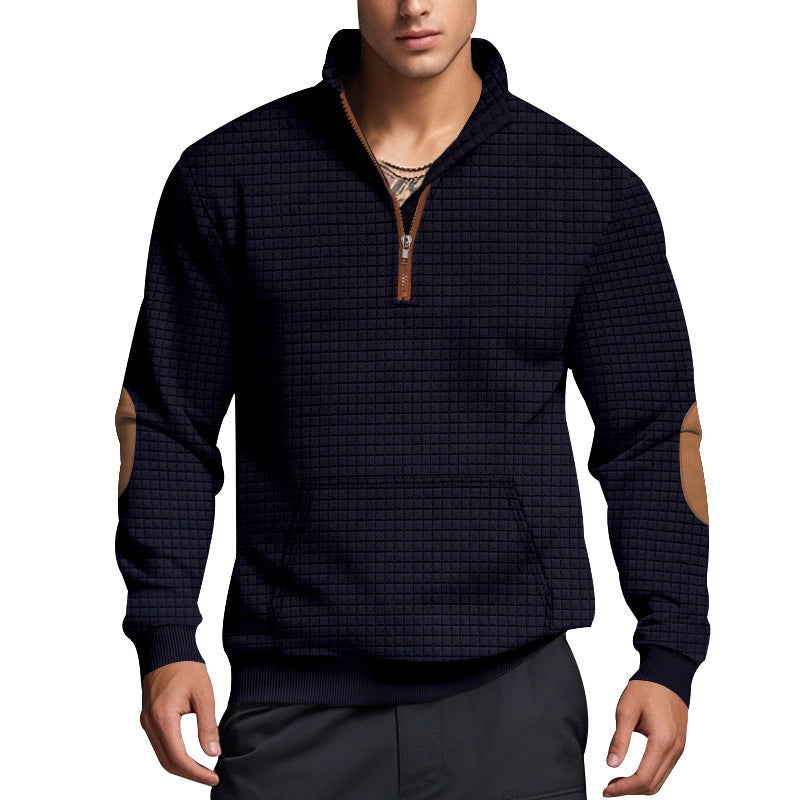 Herren strukturierter Fleece-Pullover mit modischem Stehkragen Krohn-e